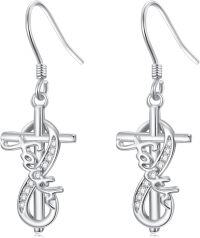 wholesale 925 Sterling Silver Infinity Cross Drop Earrings with Cubic Zirconia Stones for Women-Infinity