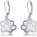 wholesale 925 Sterling Silver Abalone Shell Inlay Paw Print Leverback Earring for Women Girls Animal Lover Gift-0-12