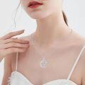 wholesale 925 Sterling Silver Crescent Moon Wolf Howling Pendant Necklace With Moonstone-0-4