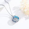 wholesale 925 Sterling Silver 60th Anniversary Blue Crystal Celtic Moon & Stars Pendant Necklace for Women-0-2