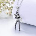 wholesale 925 Sterling Silver Black and White Angel Hug Pendant Necklaces for Women Valentines Gifts-0-4