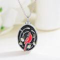 wholesale 925 Sterling Silver 925 Red Cardinal Bird & Flower Keepsake Urn Cremation Jewelry Pendant Necklace for Ashes-0-3