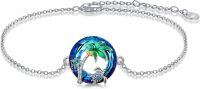 wholesale TOUPOP Sea Turtle Bracelets For Women 925 Sterling Silver Plam Tree Bracelet With Blue Crystal Jewelry For Women Mom Daughter, Medium -undefined