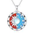 wholesale 925 Sterling Silver Sun And Moon Pendant Necklace With Enamel And Star Details-0-0