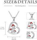 wholesale 925 Sterling Silver Mushroom and Frog Heart-Shaped Pendant Necklace with Red Enamel Accents-0-4