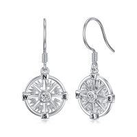 TOUPOP Sterling Silver Compass Earring Cremation Pendant for Ashes Memorial Jewelry-undefined
