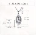 wholesale 925 Sterling Silver Virgin Mary Oval Medal with Cross Pendant Necklace for Women-0-4