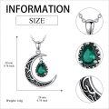 wholesale 925 Sterling Silver Crescent Moon with Pear Cut Emerald Pendant Necklaces for Women-0-4