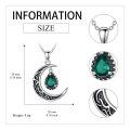wholesale 925 Sterling Silver Crescent Moon with Pear Cut Emerald Pendant Necklaces for Women-0-4