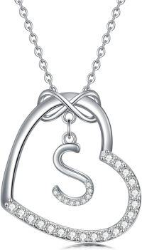 wholesale Sterling Silver Heart Initial Necklace Infinity A Z Letter Necklaces for Women-S