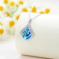 wholesale Sterling Silver Natural Gemstone Teardrop Filigree Celtic Knot Necklace-0-33