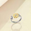 wholesale 925 Sterling Silver Daisy Flower Butterfly Ladybug Adjustable Ring for Women-0-2