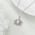 wholesale 925 Sterling Silver Rose Quartz Lotus Flower Pendant Necklace for Women Men, 24x27.6mm, 18+2 Chain, Gift Box-0-4
