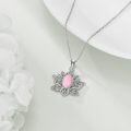 wholesale 925 Sterling Silver Rose Quartz Lotus Flower Pendant Necklace for Women Men, 24x27.6mm, 18+2 Chain, Gift Box-0-4