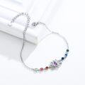 wholesale 925 Sterling Silver Rainbow Lotus Flower Anklet with 7 Chakras Stones - Adjustable Yoga Meditation s for Women Mothers' Day-0-2