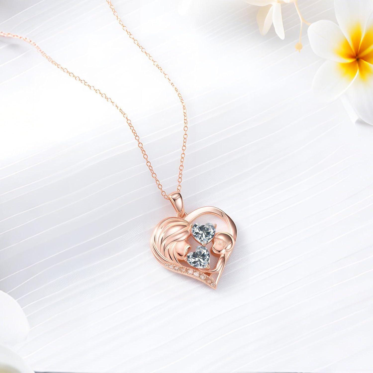  Metal Stone Heart Pendant Necklace Mother s Day Birthday Gift for Women -0-5