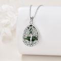 wholesale 925 Sterling Silver Green Agate Teardrop Tree of Life Pendant Necklace for Women-0-3
