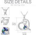 wholesale 925 Sterling Silver Abalone Shell Cat Heart Pendant Necklace for Women-0-3