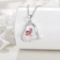 wholesale 925 Sterling Silver Flamingo Heart Pendant Necklace with Cubic Zirconia Stones s for Women Girls-0-2