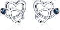 wholesale 925 Sterling Silver Austrian Crystal Heart Stethoscope Stud Earrings Nursing Graduation Gift for RN Doctors Students-0-0