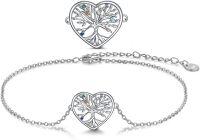 wholesale 925 Sterling Silver Heart-Shaped Tree of Life CZ Adjustable Bracelet-02-tree of life