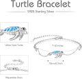 wholesale 925 Sterling Silver Blue Opal Sea Turtle Charm Bracelet Adjustable s for Women-0-5