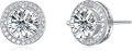 wholesale White Gold Plated 925 Sterling Silver Moissanite 2ct D Color Brilliant Round Cut Halo Stud Earrings-0-0