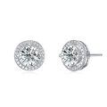 wholesale 925 Sterling Silver Elegant Round Zircon Halo Stud Earrings Set-0-0