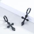wholesale 925 Sterling Silver Black Celtic Knot Cross Drop Earring Set - Gothic Medieval Style Jewelry for Men & Women-0-3
