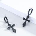wholesale 925 Sterling Silver Black Celtic Knot Cross Drop Earring Set - Gothic Medieval Style Jewelry for Men & Women-0-3