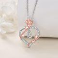 wholesale 925 Sterling Silver 925 Rose Gold Plated Heart & Number 18 with Cubic Zirconia Accent Pendant Necklace for Girls and Women-0-3