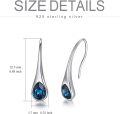 wholesale 925 Sterling Silver Blue Teardrop Crystal Drop Dangle Hook Earrings for Women Girls Minimalist  4cm Long-0-5