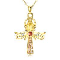 wholesale 925 Sterling Silver Gold Plated Crystal Cross Pendant Necklace for Women and Girls-Scarab