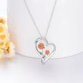 wholesale White Gold 925 Sterling Silver Rose Heart Pendant with Cubic Zirconias - 18 Chain-0-3