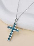 wholesale Sterling Silver Origami Cross Pendant Necklace Jewelry Gift for Women-0-15