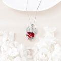 wholesale 925 Sterling Silver Heart-Shaped Red Crystal Phoenix Pendant Necklace for Women-0-4