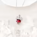 wholesale 925 Sterling Silver Heart-Shaped Red Crystal Phoenix Pendant Necklaces Wholesale for Women-0-4