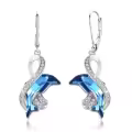 wholesale 925 Sterling Silver Blue Crystal Dolphin Drop Earrings Wholesale for Women-0-0