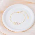 wholesale 14k Gold Three Tone Interlocking Circles Chain Bracelet For Women-0-4