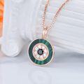 wholesale 925 Sterling Silver Plated Rose Gold Malachite Round Evil Eye Pendant Necklace for Women Greek Protection Amulet s-0-1