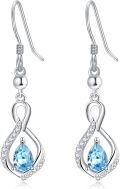 wholesale 925 Sterling Silver Crystal Infinity Earrings w Birthstone Drop Dangle-0-0