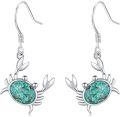 wholesale 925 Sterling Silver Natural Turquoise Crab Dangle Drop Earrings for Women Beach Jewelry-0-0