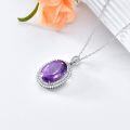 wholesale 925 Sterling Silver & Sparkling Purple Amethyst Crystal Pendant Necklace - 18 Cable Chain, Hypoallergenic, Gift for Women-0-5
