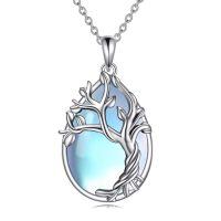wholesale 925 Sterling Silver Tree Of Life Pendant Necklace-Moonstone