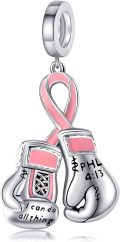 wholesale 925 Sterling Silver Breast Cancer Awareness Boxing Gloves Charm Bracelet Pendant Jewelry for Women Mom Grandma Gifts-0-0