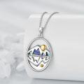 wholesale 925 Sterling Silver Mountain & Moon Pendant with Abalone Shell and Gold Accents - Christian Jewelry for Women-0-1