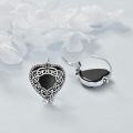 wholesale 925 Sterling Silver Metal Black Agate Celtic Knot Heart Dangle Drop Earrings Gothic  for Women Girls-0-1