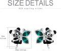 wholesale 925 Sterling Silver Green Austrian Crystal Butterfly Panda Stud Earrings-0-3