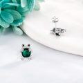 wholesale 925 Sterling Silver Frog Stud Earrings with Green Crystal Animal s for Women-0-2