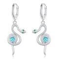 wholesale 925 Sterling Silver Snake Drop Earrings White Gold Plated Turquoise Stone Women Jewelry-0-6